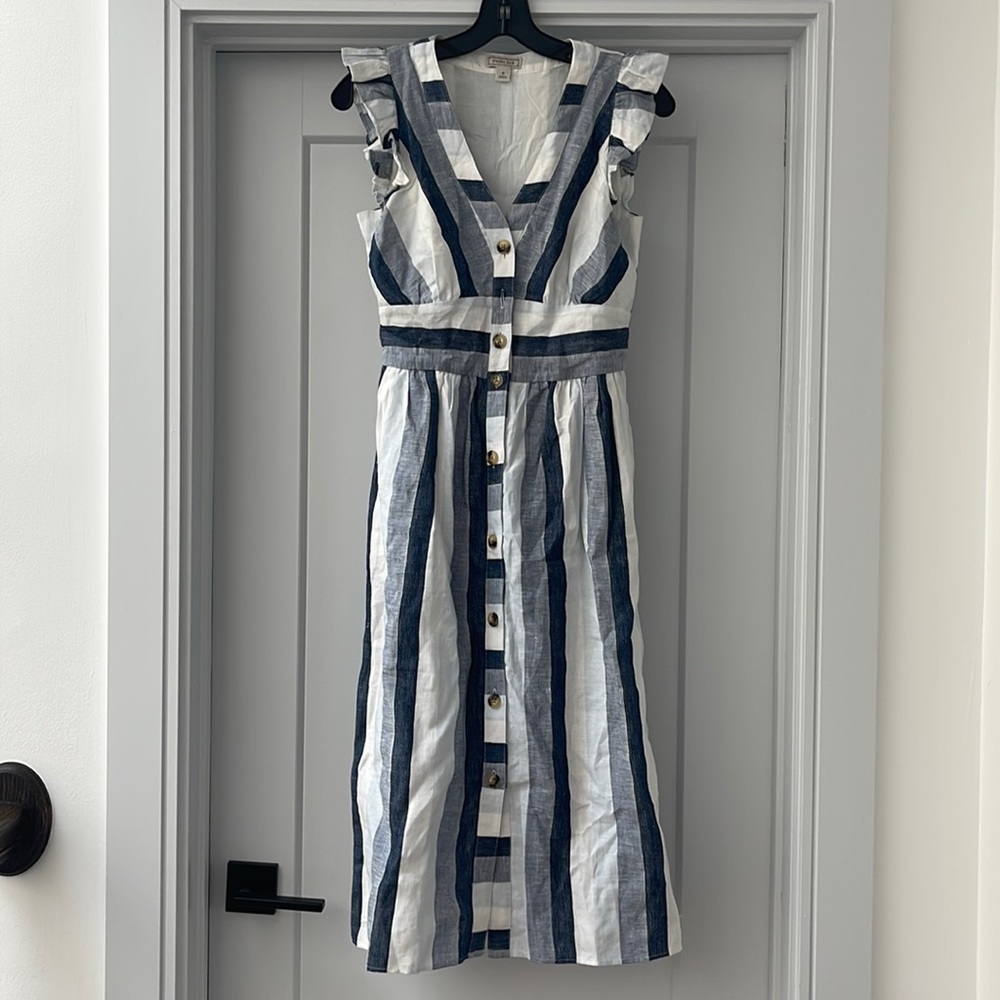 Blue Striped J Crew Cotton Midi Dress